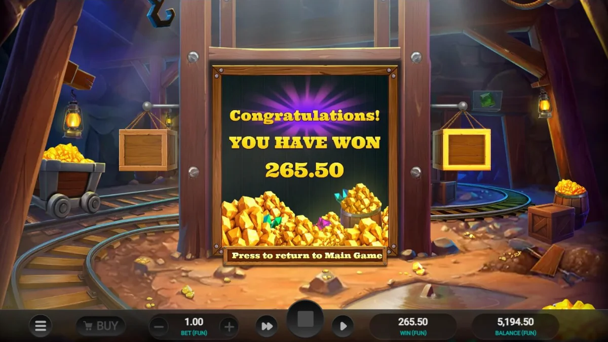 Pemandangan tambang emas kartun dalam permainan slot Digger’s Dough